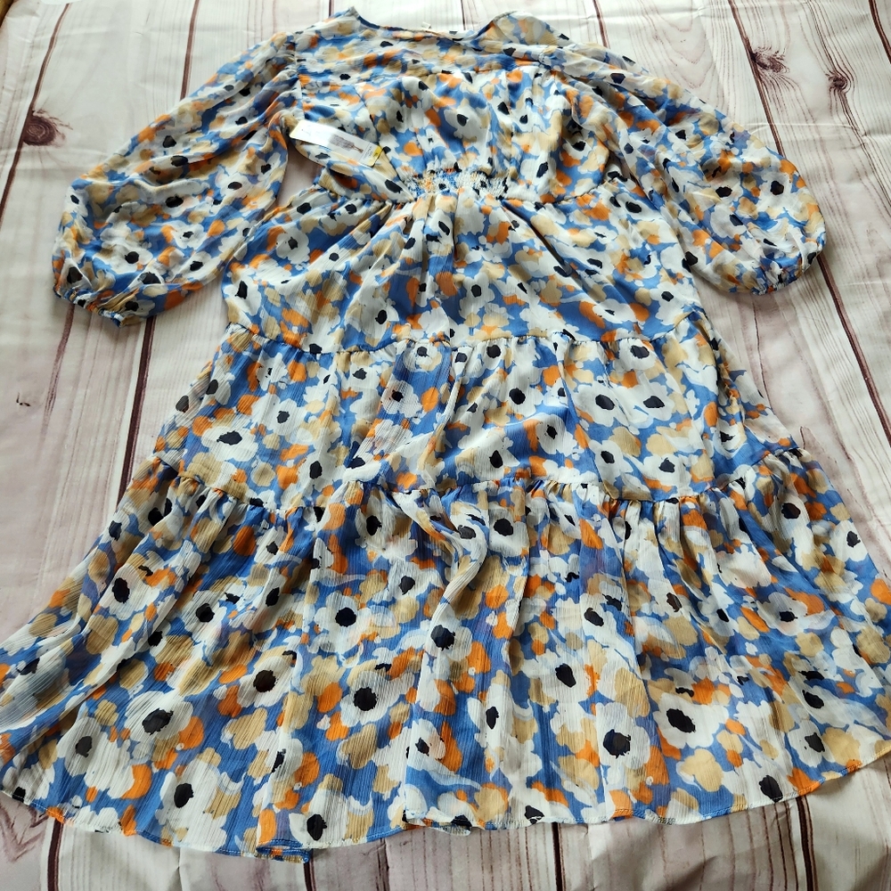 NWT Joie "Printed Maxi Dress" Floral Fields Blue Orange Tiered | Women's Size M - Picture 7 of 15